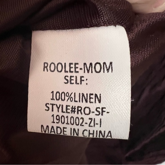 Roolee Mom 100% Linen Crinkle Dress with front pockets size small - Picture 8 of 12